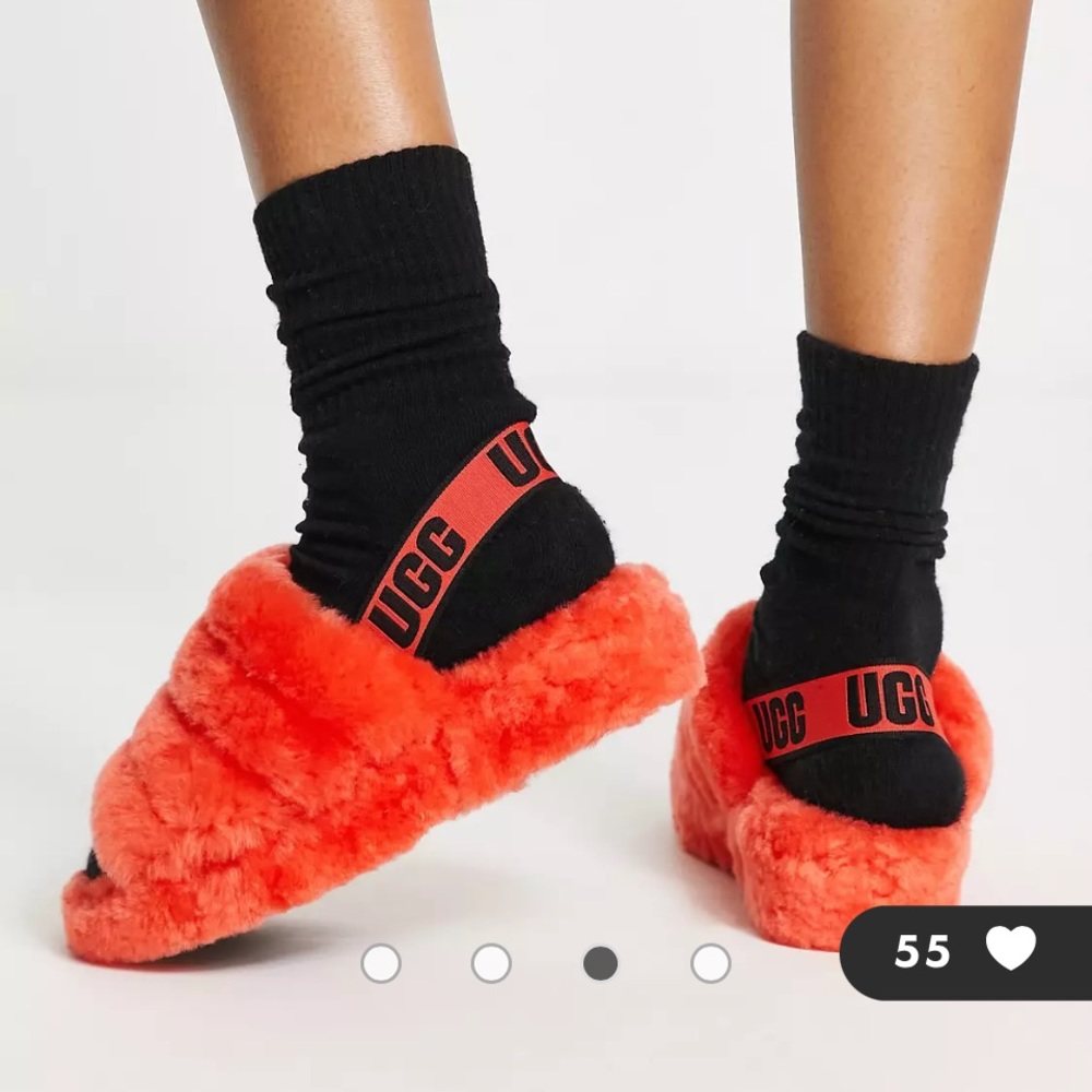 Ugg Fluff Yeah Slippers in Hazard Orange, NWOT, Sz 10, No Box
